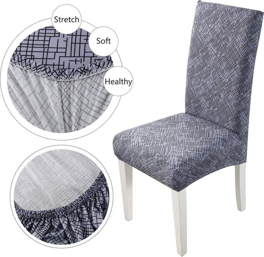 Stoelhoezen Eetkamerstoel Elastische Stoelhoes Moderne Eetkamerstoelhoes Verwijderbare Wasbare voor Hotelfeest Bruiloft Eetkamer (Grijs-modern 6 stukken) - Foto 4
