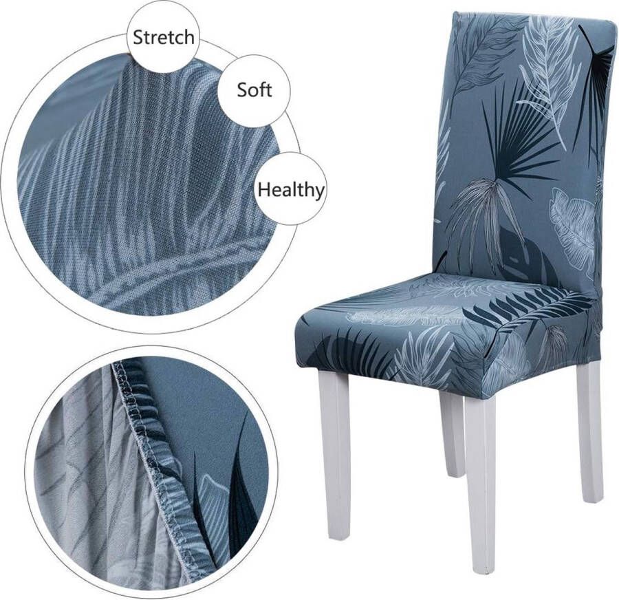 Stoelhoezen Eetkamerstoel Elastische Stoelhoes Moderne Eetkamerstoelhoes Verwijderbare Wasbare voor Hotelfeest Bruiloft Eetkamer (Blauw-zomerblad 4 stukken)