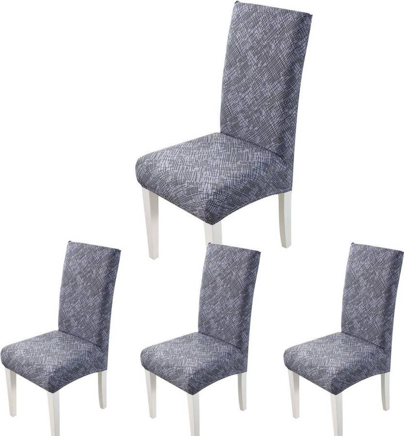 Stoelhoezen Eetkamerstoel Elastische Stoelhoes Moderne Eetkamerstoelhoes Verwijderbare Wasbare voor Hotelfeest Bruiloft Eetkamer (Grijs-modern 6 stukken) - Foto 3