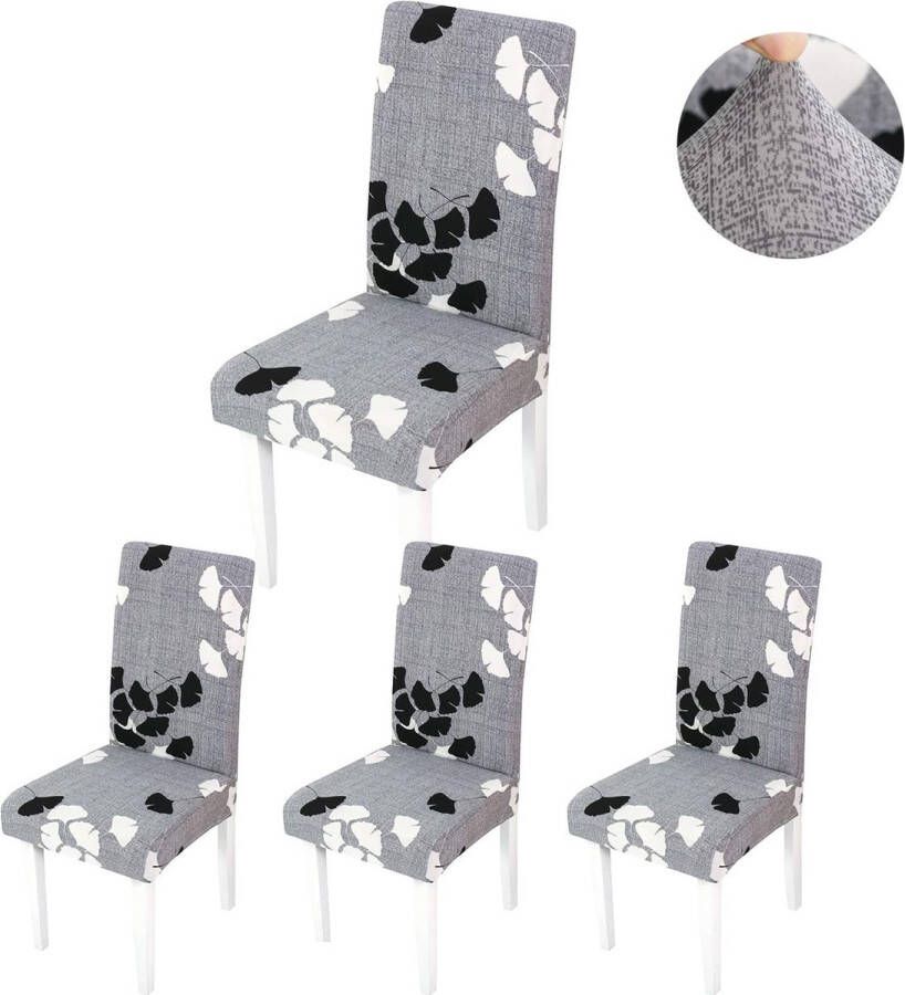 Stoelhoezen Eetkamerstoel Elastische Stoelhoes Moderne Eetkamerstoelhoes Verwijderbare Wasbare voor Hotelfeest Bruiloft Eetkamer (Grijs-esdoornblad 4 stukken) - Foto 2