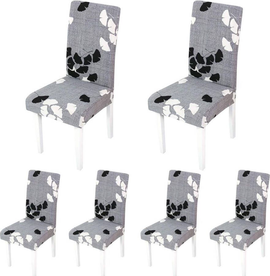 Stoelhoezen Eetkamerstoel Elastische Stoelhoes Moderne Eetkamerstoelhoes Verwijderbare Wasbare voor Hotelfeest Bruiloft Eetkamer (Grijs-esdoornblad 6 stukken)