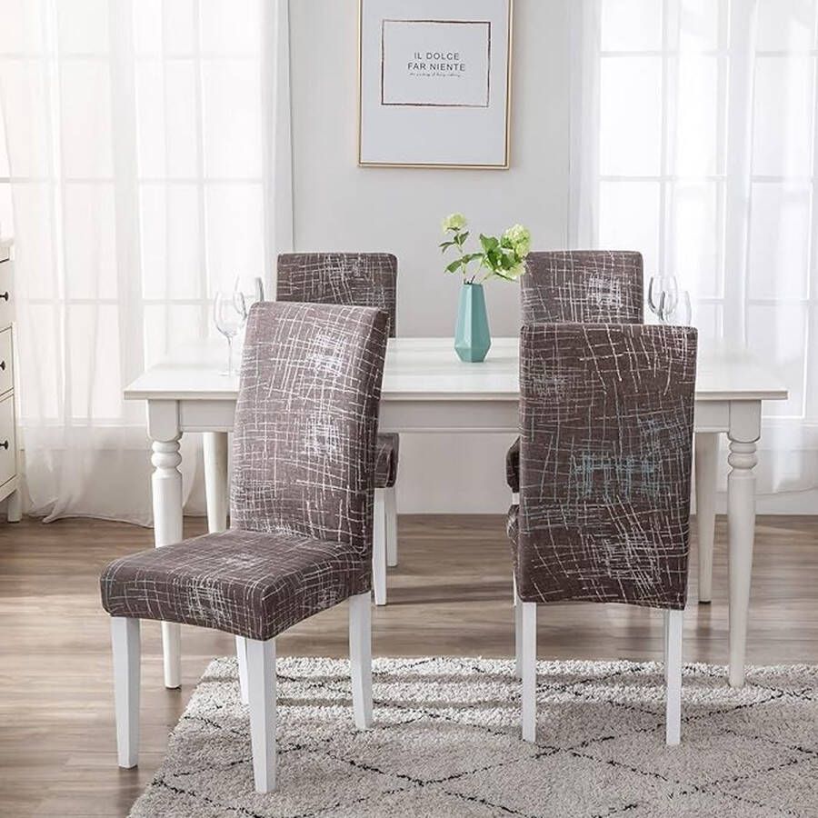 Stoelhoezen eetkamerstoelen ‎7 x 43 x 50 cm; - Foto 2