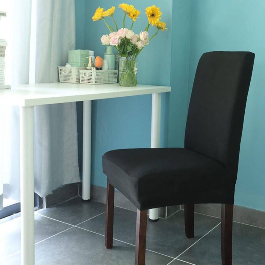 Stoelhoezen Eetkamerstoelen ChicFlex Black Dining Chair Covers: Set van 4 Moderne Bescherming & Stijl Afneembaar Wasbaar & Elegant voor Thuis Bruiloft & Hotel!