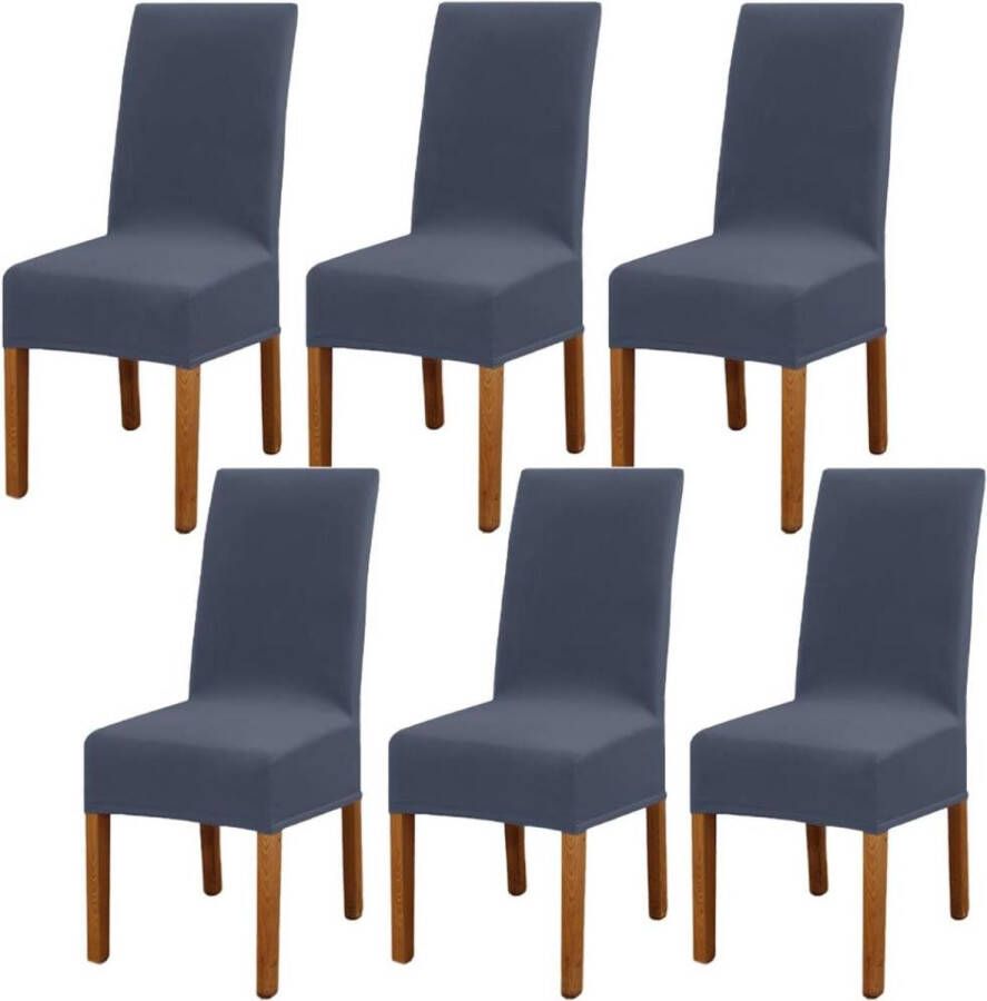 Stoelhoezen Eetkamerstoelen ChicFlex BlueGrey Dining Chair Covers: Set van 6 Stijlvolle Stretch & Bescherming Perfect voor Gelegenheden!