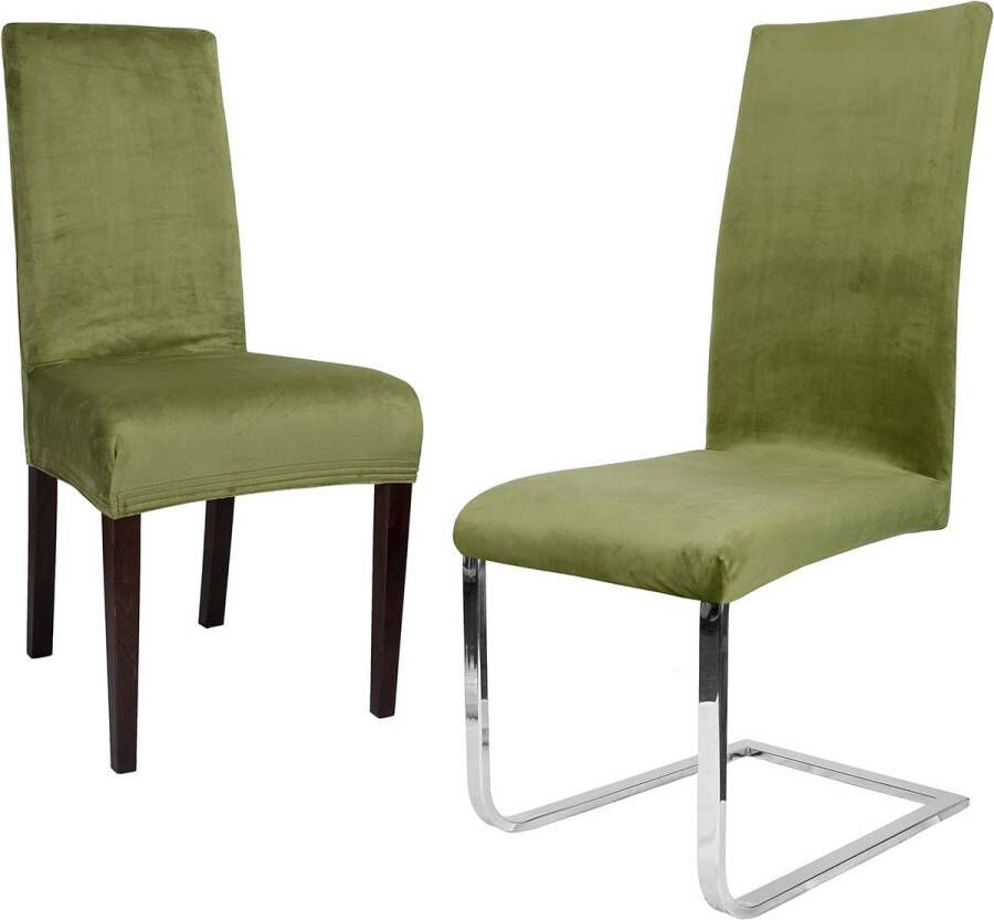 Stoelhoezen elastische effen stretchhoezen gemaakt van fluwelen microvezel kleuren naar keuze (olijfgroen)