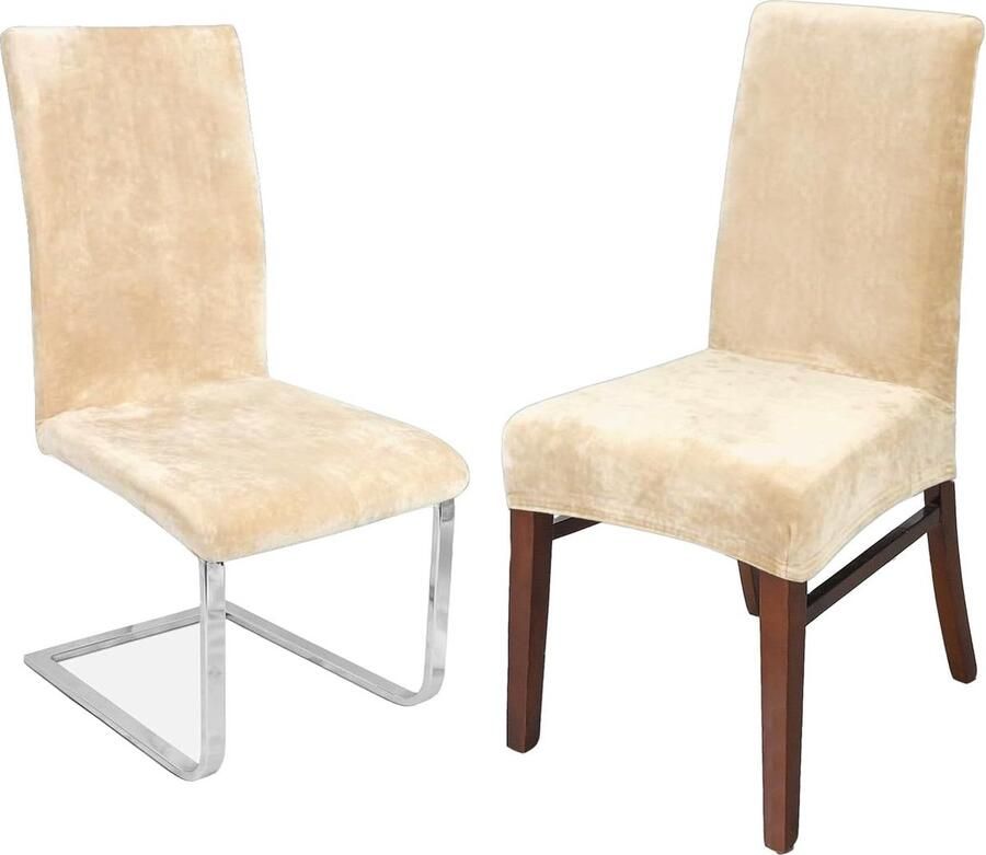 Stoelhoezen elastische moderne fluwelen stoelhoezen bruiloft feesten banket deco bi-elastische spanhoes zeer gemakkelijk schoon te maken en erg duurzaam beige