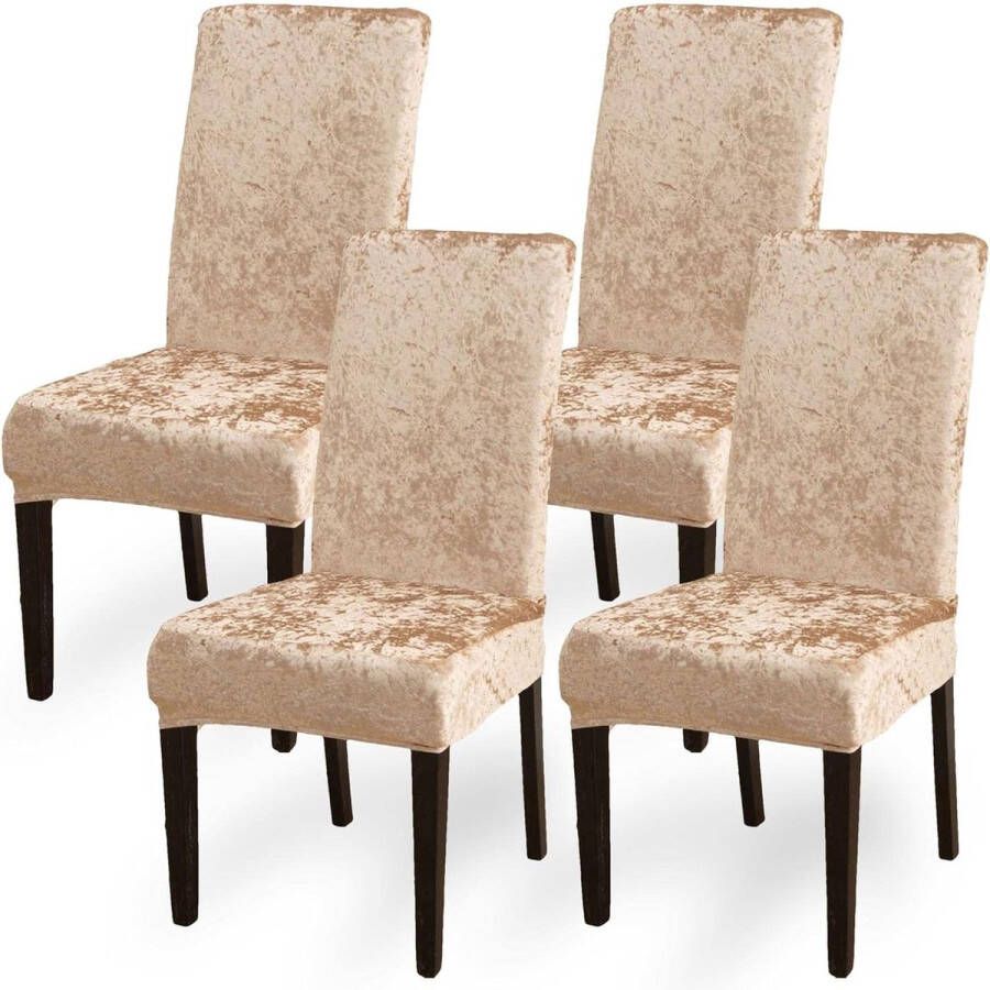 Stoelhoezen fluwelen eetkamerstoelhoezen afneembare wasbare stretch stoelhoezen in een set van 4 voor thuis keuken bar hotel bruiloft ceremonie restaurant feest B1 fluweel goud