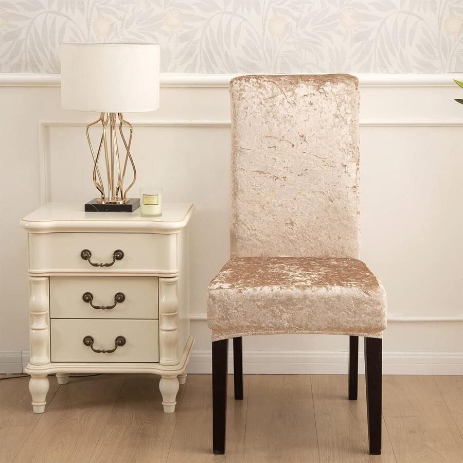 Stoelhoezen geplette fluwelen eetkamerstoelhoezen set van 4 of 6 verwijderbare wasbare stretch stoelhoezen voor eetkamerstoelen stoelbeschermer voor armloze stoelen decoratie stoelhoezen