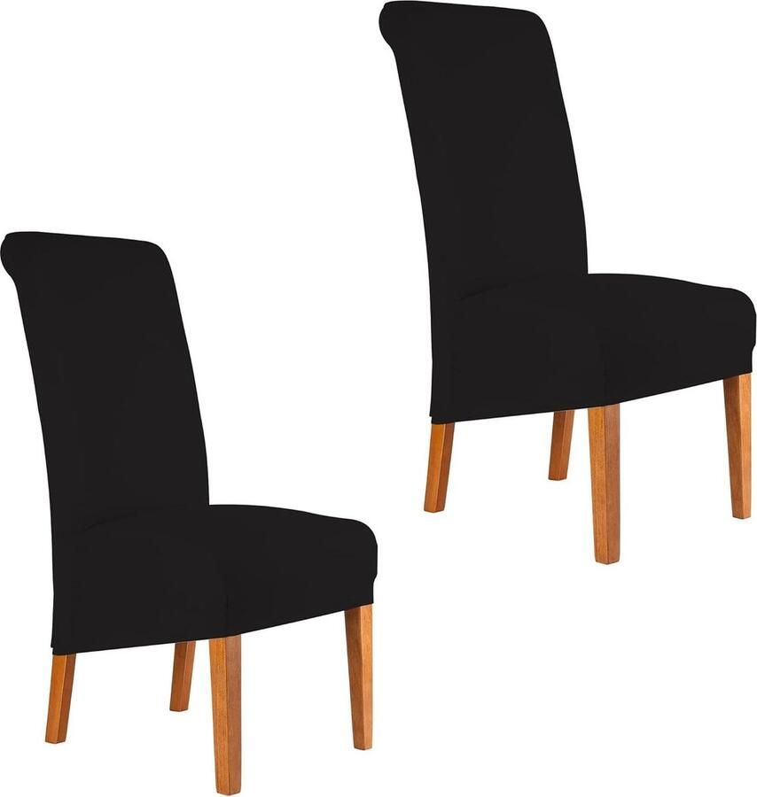 Stoelhoezen hoge rug stretch spandex stof stoelhoes thuis wasbaar verwijderbare parsons stoelbeschermer eetkamer keuken hotel set van 2 zwart Stoelhoezen