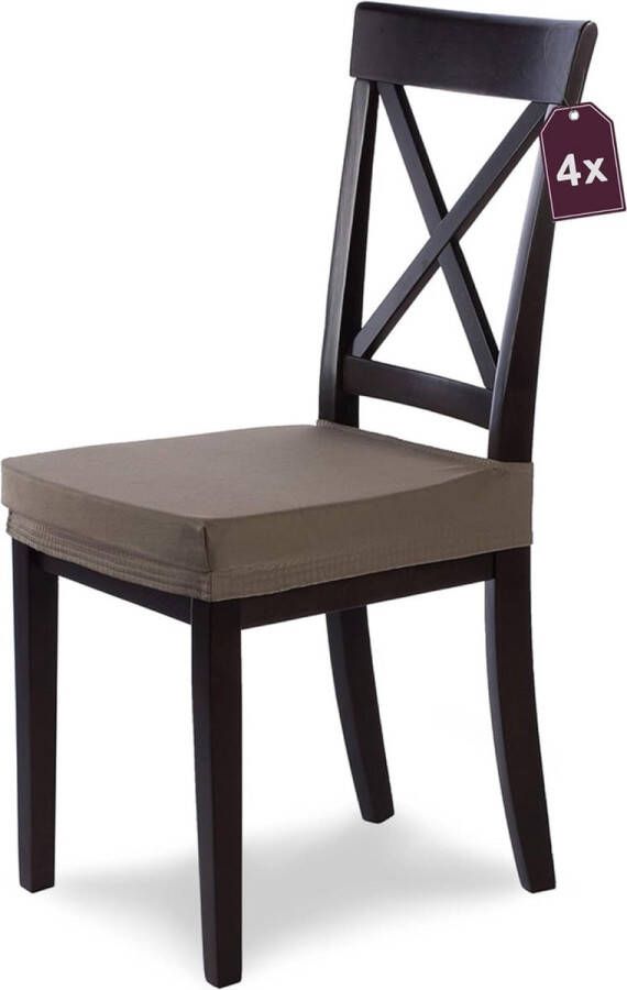 Stoelhoezen Marie Taupe set van 4 elastische stoelhoezen met vlekbescherming waterafstotende stoelbekleding eetkamerstoel stoelhoezen stretch als elegante stoelhoezen