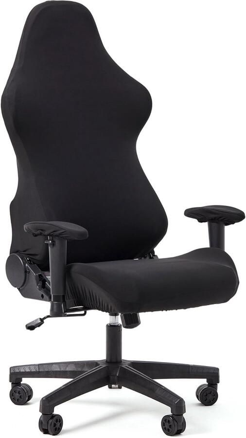 Stoelhoezen Met 2 armleuninghoezen 1 rugleuninghoes en 1 zittinghoes Polyester Zwart Universeel Bureaustoelhoes Computer Stoelhoezen Stoelhoes Voor Gamers & Kantoor Elasticiteit