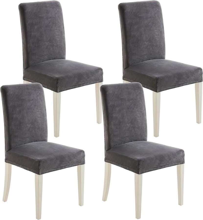 Stoelhoezen met rugleuning 4 stuks elastisch voor woonkamer bureaustoel geschikt voor keuken afneembaar en wasbaar grijs universel Ik heb het merknaam universeel verwijderd uit de titel omdat het vaak aan het begin stond