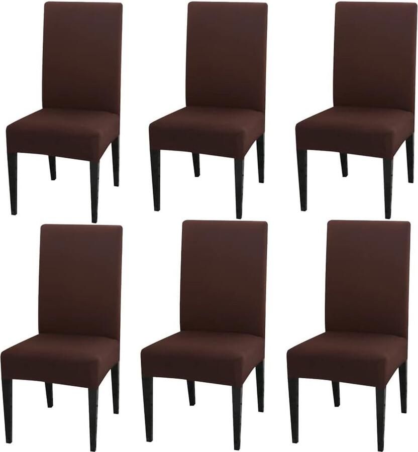Stoelhoezen met rugleuning 6 stuks elastisch universeel voor woonkamer keuken eetkamer café met Rugleuning