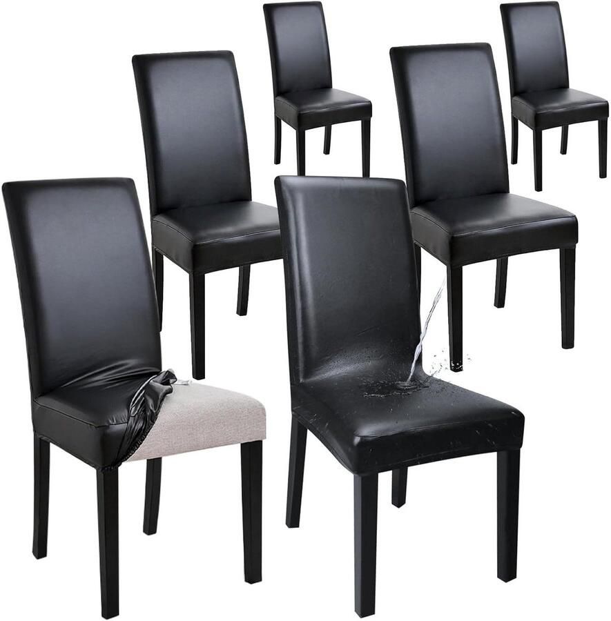 Stoelhoezen met rugleuning 6 stuks Universeel elastisch wasbaar en waterdicht voor keuken woonkamer feest en restaurant