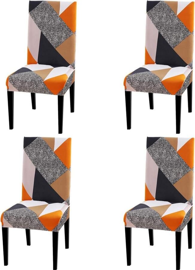Jaotto Stoelhoezen 6 stuks universele stoelhoezen stretch set van 6 moderne stoelhoezen schommelstoelen elastische duurzame stoelhoezen voor eetkamer banketdecoratie gele bladeren - Foto 6
