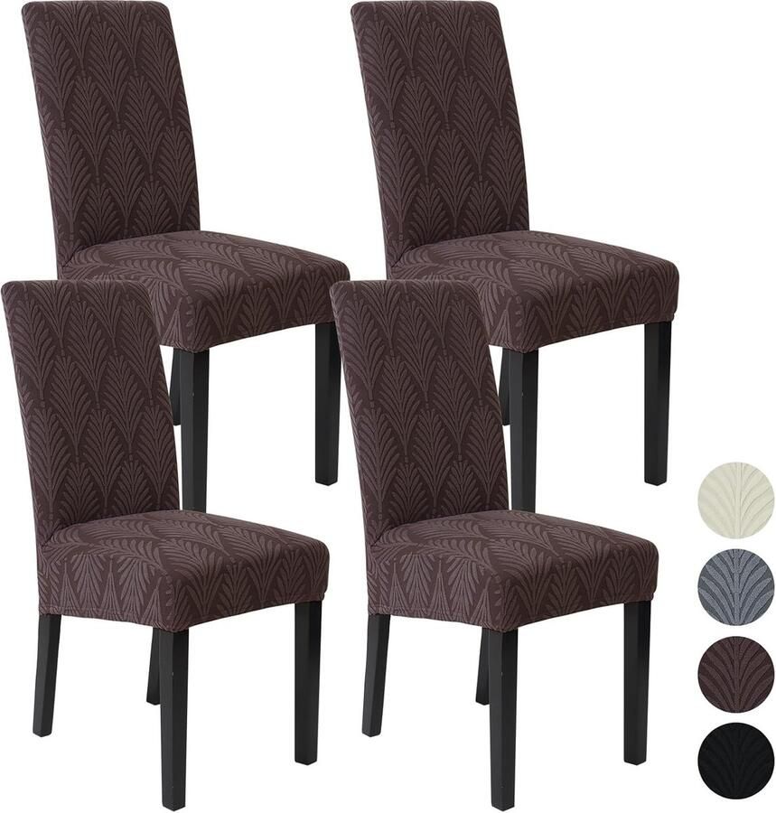 Stoelhoezen schommelstoelen stretch stoelhoes met hoge rugleuning afneembaar wasbaar eetkamerstoel beschermstoel voor thuis keuken hotel restaurant bruin 4 stuks