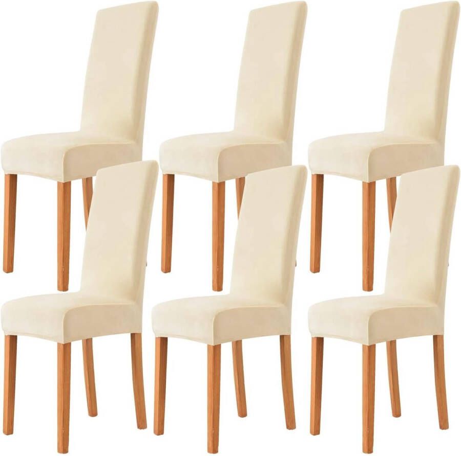 Stoelhoezen set van 2 4 6 stuks wastafel fluweel stretch universele stoelen voor hotel ceremonie banket bruiloft feest decoratie crème 6