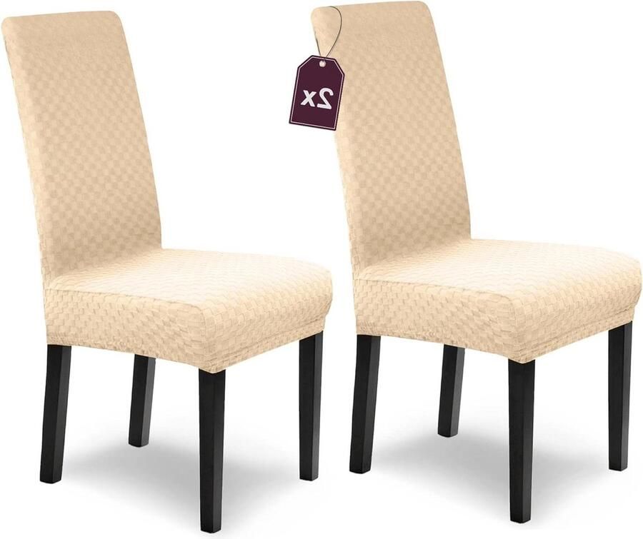 Stoelhoezen set van 2 crème elastische stoelhoezen schommelstoelen flanellen spanstoelhoezen hoge rugleuning met elastiek Stoelhoezen