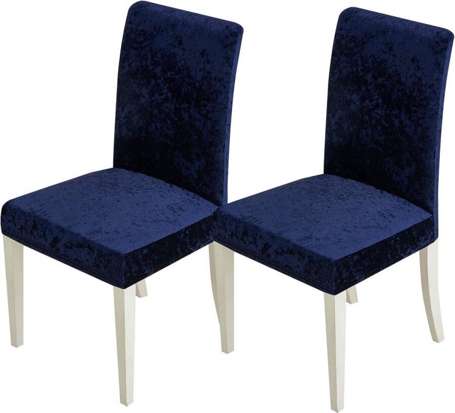 Stoelhoezen set van 2 elastische hoezen stoelhoezen schommelstoelen marineblauw fluwelen stoelhoezen voor bureaustoel overtrek keuken woonkamer banket familie bruiloft feest