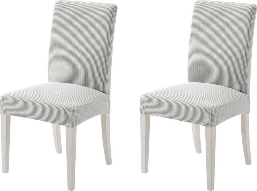 Stoelhoezen set van 2 kantelbare stoelhoezen voor stoelen grijs en wit afneembaar wasbaar voor bureaustoel overtrek keuken woonkamer banket familie bruiloft feest stoelhoezen