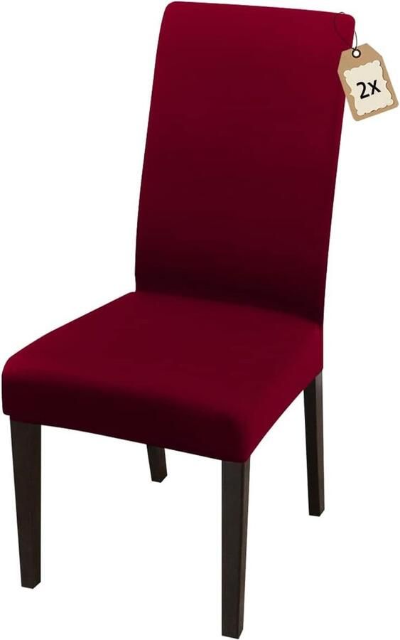 Stoelhoezen set van 6 stretch stoelhoezen voor eetkamerstoelen elastisch moderne universele stoelhoezen voor restaurant hotel banket feest decoratie (wijnrood set van 6) - Foto 4