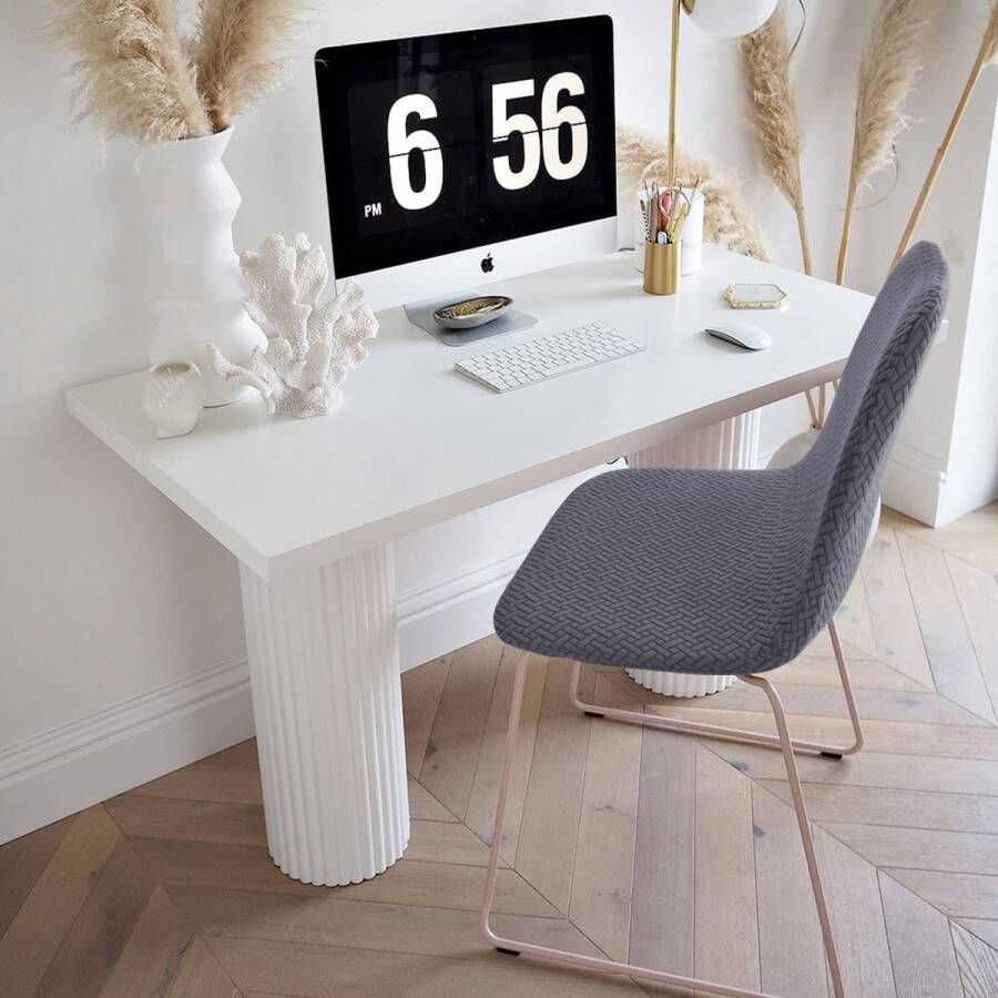 Stoelhoezen Set van 2 Stuks Stretch Stoelhoezen Jacquard Eetkamerstoelhoezen Universele Stoelhoezen Afneembaar Wasbare Stoelhoes voor Eetkamer Hotel Banket Bruiloft Feest(T-Grijs Set van 2)