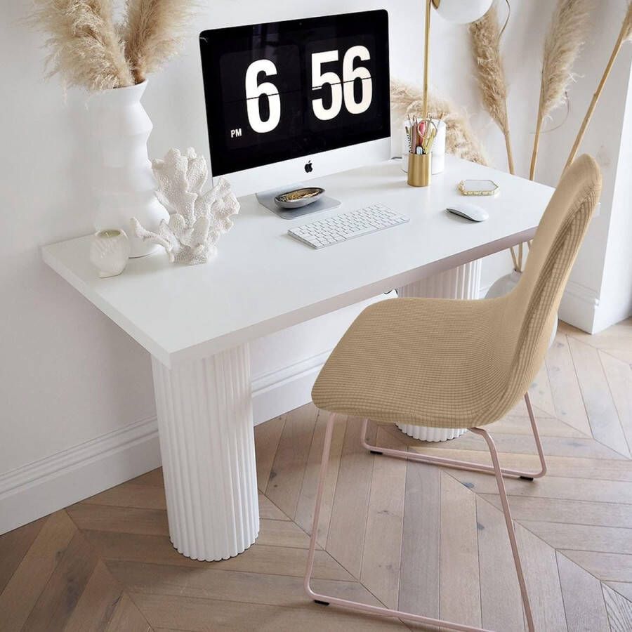 Stoelhoezen Set van 2 Stuks Stretch Stoelhoezen Jacquard Eetkamerstoelhoezen Universele Stoelhoezen Afneembaar Wasbare Stoelhoes voor Eetkamer Hotel Banket Bruiloft Feest(Y-Beige Set van 2)