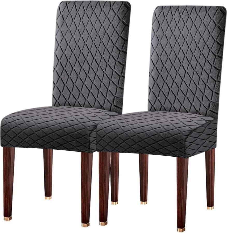 Stoelhoezen set van 2 universele stretch stoelhoezen eetkamerstoelen elastisch modern afneembaar wasbaar voor eetkamerstoelen keuken bruiloft banket grijs