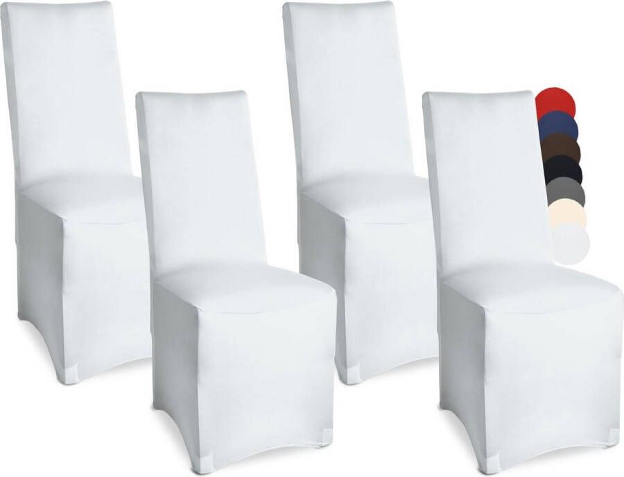 Stoelhoezen set van 4 45 x 90 cm elegante stretchhoezen voor stoelen elastische stoelhoezen in set met Oeko-Tex-zegel in wit