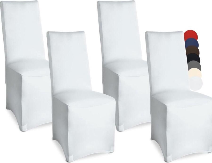 Stoelhoezen set van 4 45 x 90 cm elegante stretchhoezen voor stoelen elastische stoelhoezen in set met Oeko-Tex-zegel in wit