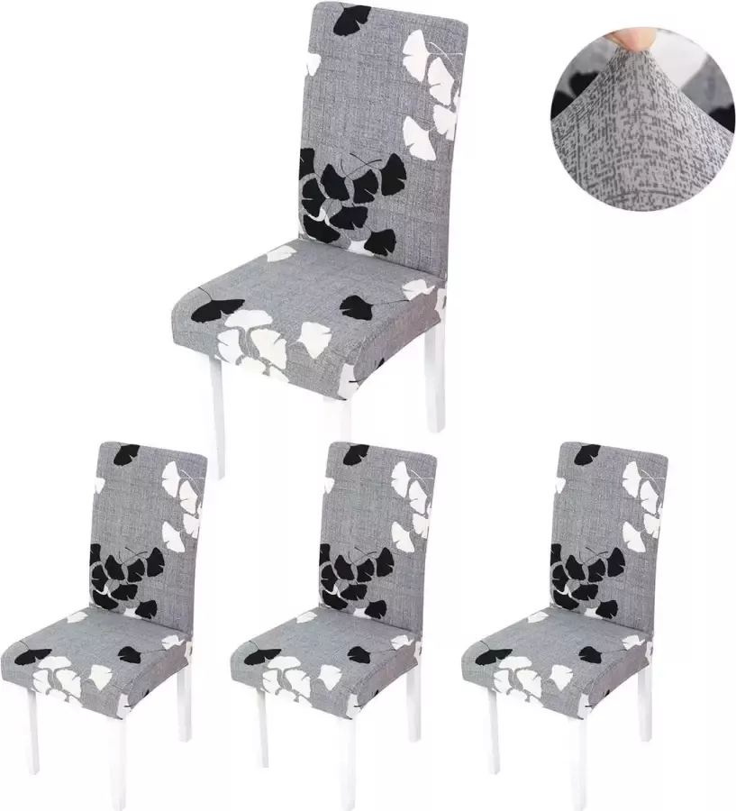 Stoelhoezen set van 4 6 stuks stretch stoelovertrek voor eetkamer party hotel restaurant decoratie (grijs-esdoornblad 4 stuks)