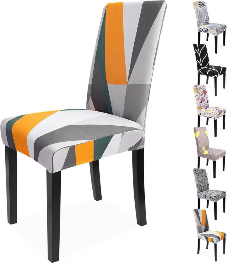 Stoelhoezen set van 4 dikke stretch stoelhoezen modern patroon geometrie oranje wit afneembare wasbare stoelhoezen voor slaapkamer woonkamer eetkamerstoelen