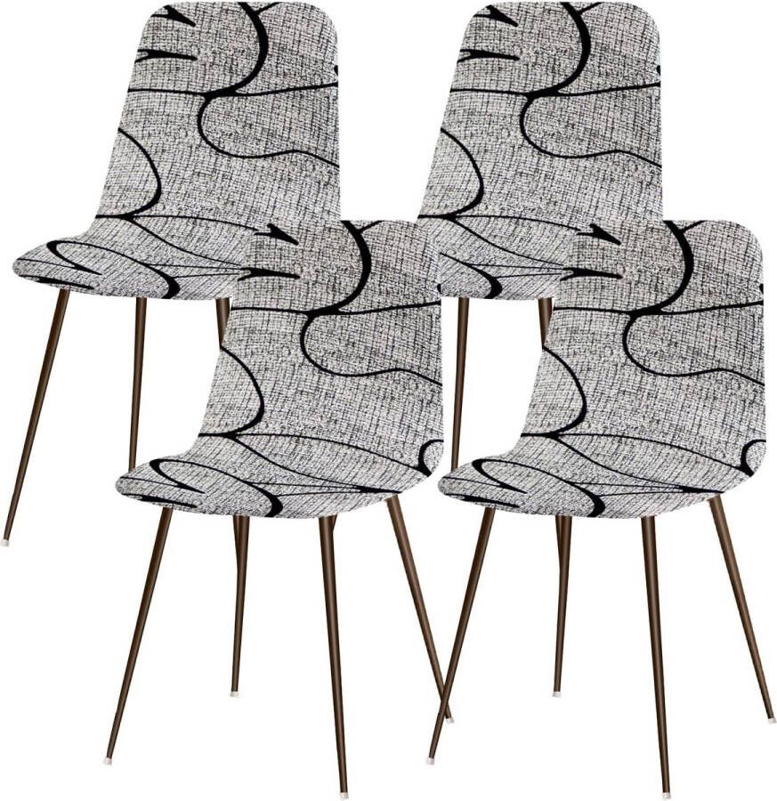 Stoelhoezen set van 4 eetkamer stretch stoelhoezen voor eetkamerstoelen universeel wasbare hoes Scandinavische stoelhoes voor keukenstoelen hotel banket grijze bloem