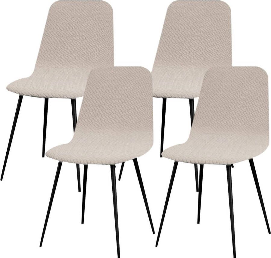 Stoelhoezen set van 4 eetkamer stretch stoelhoezen voor eetkamerstoelen universeel wasbare hoes Scandinavische stoelhoes voor keukenstoelen hotel banket # licht camel