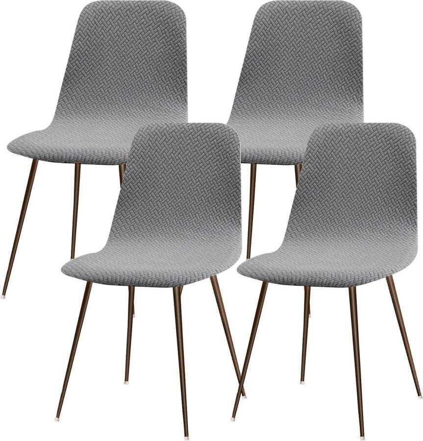 Stoelhoezen set van 4 eetkamer stretch stoelhoezen voor eetkamerstoelen universele wasbare hoes stoelhoezen Scandinavische stoelhoes voor keukenstoelen hotel banket diagonaal #lichtgrijs
