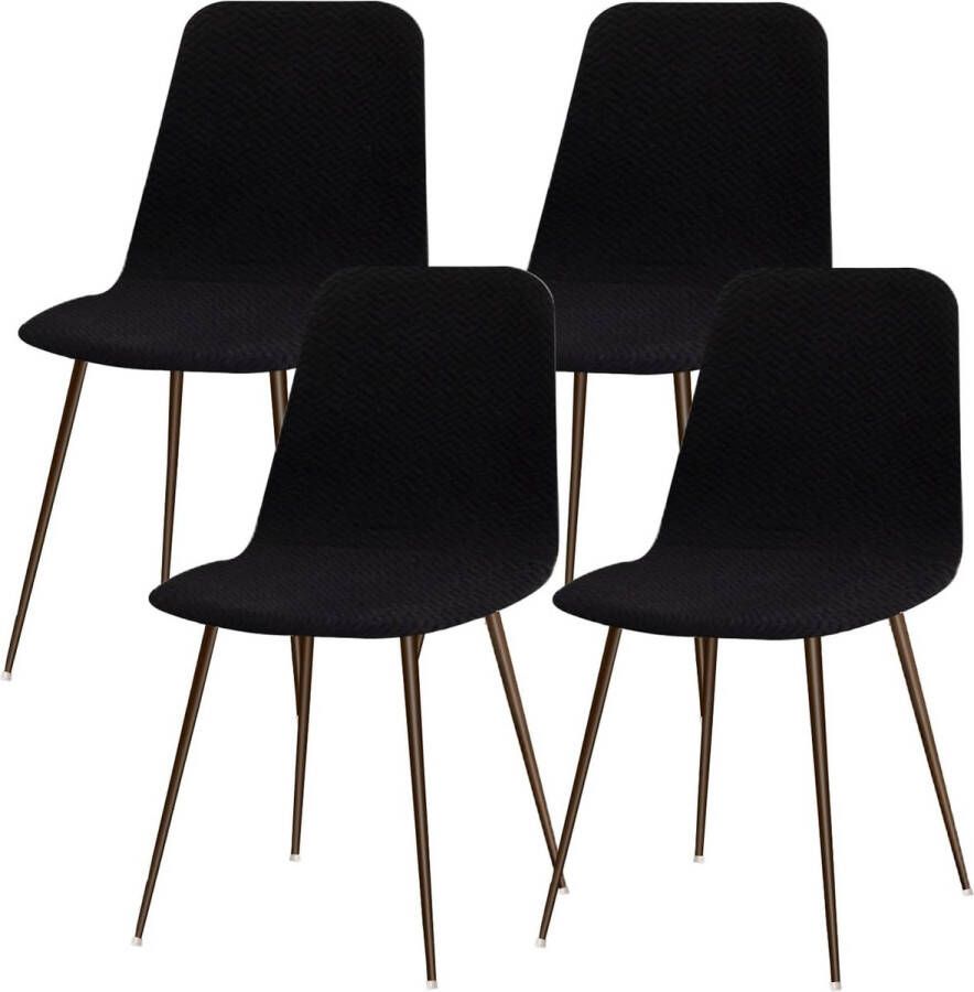 Stoelhoezen set van 4 eetkamer stretch stoelhoezen voor eetkamerstoelen universele wasbare hoes stoelhoezen Scandinavische stoelhoes voor keukenstoelen hotel banket diagonaal #zwart