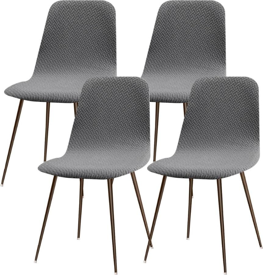 Stoelhoezen set van 4 eetkamer stretch stoelhoezen voor eetkamerstoelen universele wasbare hoes stoelhoezen Scandinavische stoelhoes voor keukenstoelen hotel banket diagonaal #lichtgrijs
