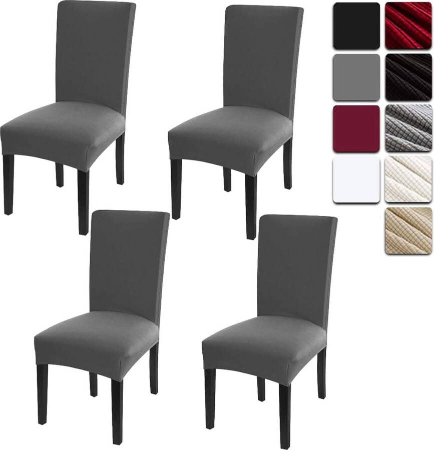 Stoelhoezen set van 4 elastisch moderne beschermende stoelhoezen voor bruiloftsfeest banketdecoratie bi-elastische stretchhoes gemakkelijk schoon te maken en duurzaam universeel grijs