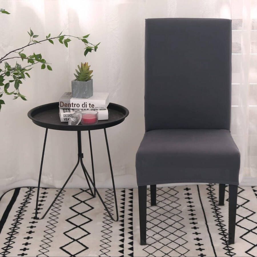 Stoelhoezen Set van 4 Elastische Stoelhoezen Afneembare Wasbare Stoelhoes Moderne Stretch-stoelbeschermer Duurzaam Universeel voor Hotel Restaurant Bruiloft Banket Antraciet