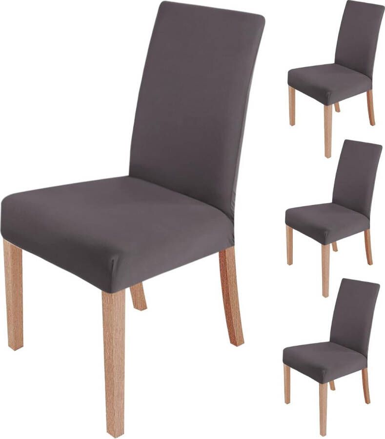 Stoelhoezen set van 4 elastische stoelhoezen voor eetkamer stoelen schommelstoelen beschermende stoelhoezen wasbare hoes voor keuken bruiloft kantoor banketten feesten hotel Donkergrijs