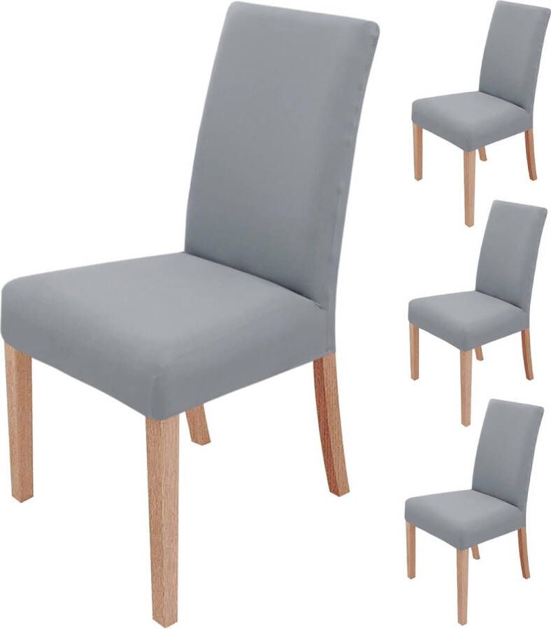 Stoelhoezen set van 4 elastische stoelhoezen voor eetkamerstoelen schommelstoelen bescherming stoelhoezen wasbare spanhoes voor keuken bruiloft kantoor banketten feesten hotel (grijs)
