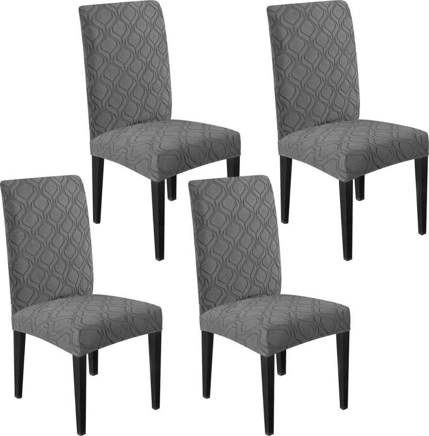 Stoelhoezen set van 4 elastische stretch stoelhoezen afneembare wasbare eetkamerstoelbeschermer voor keuken restaurant banket bruiloft (grijs)