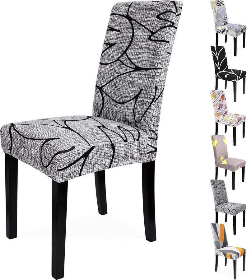 Stoelhoezen set van 4 grote stretch stoelhoezen graffiti modern patroon afneembare wasbare stoelhoezen voor slaapkamer woonkamer eetkamerstoelen