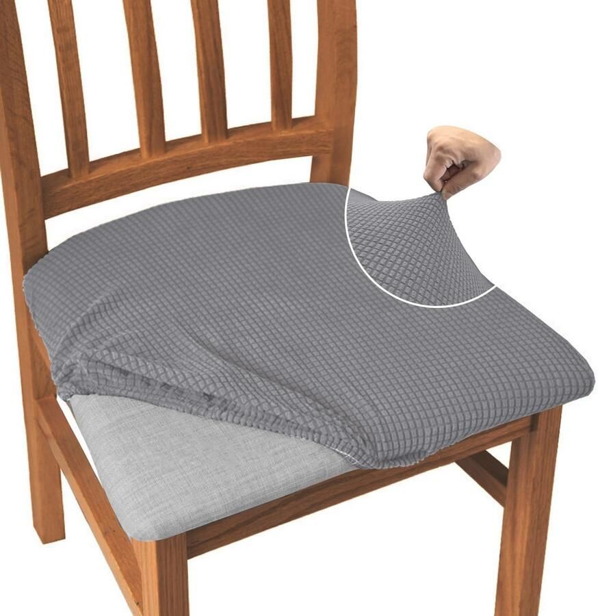 Stoelhoezen set van 4 High Stretch Eetkamerstoel Slipcovers Anti-stof Stoelbescherming Lichtgrijs