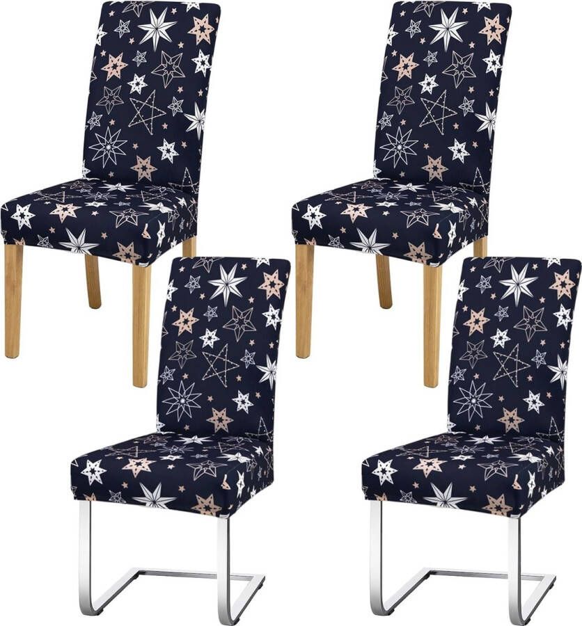 Stoelhoezen Set van 4 Kerstmis Stoelhoezen Universele Bi-Elastische Hoezen voor Stoelen Moderne Stretch Stoelhoezen Afneembare Wasbaar voor Eetkamer Hotel Banket Partijen Deco Sneeuwvlokken