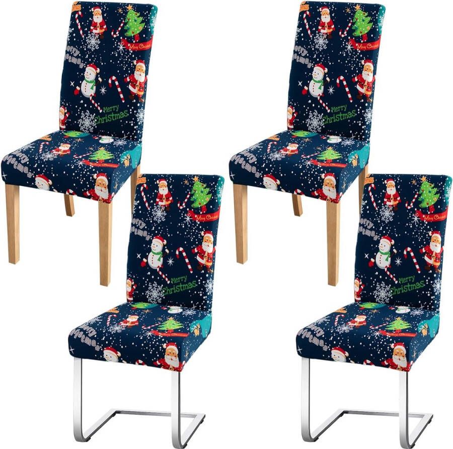 Stoelhoezen Set van 4 Kerstmis Stoelhoezen Universele Bi-Elastische Hoezen voor Stoelen Moderne Stretch Stoelhoezen Afneembare Wasbaar voor Eetkamer Hotel Banket Partijen Deco Kerststok - Foto 1