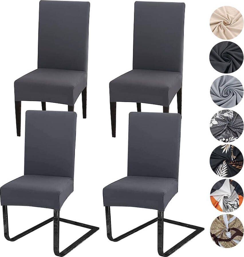 Stoelhoezen set van 4 of 6 stretch stoelhoezen afneembaar wasbaar spandex stoelhoes stretch universele stoelhoes voor hotel ceremonie banket restaurant huis (set van 4 antraciet)