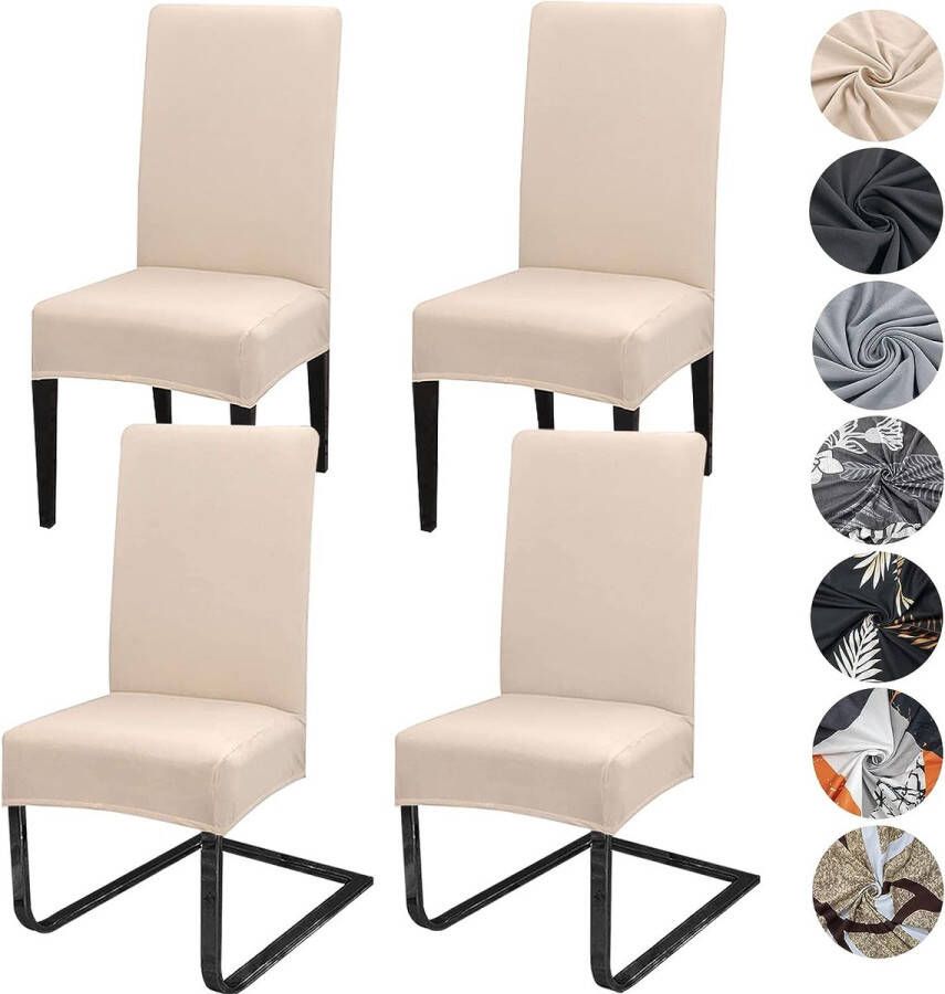 Stoelhoezen set van 4 of 6 stretch stoelhoezen afneembaar wasbaar spandex stoelhoes stretch universele stoelhoes voor hotel ceremonie banket restaurant huis (set van 4 beige)