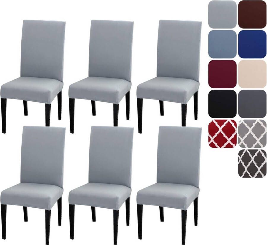 Stoelhoezen set van 4 of 6 stretch stoelhoezen voor eetkamerstoelen afneembaar wasbaar decoratie