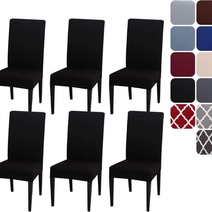 Stoelhoezen set van 4 of 6 stretch stoelhoezen voor eetkamerstoelen afneembaar wasbaar decoratie voor hotel ceremonie banket keuken restaurant huis bruiloft feest